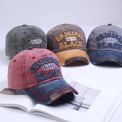 China Retro Washed Korean Version Denim Letter Patch Baseball Sports Common Unisex Hat for sale