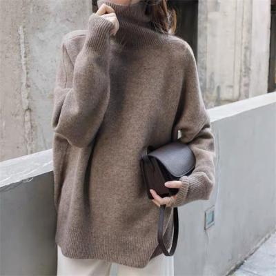 China Long Sleeve Solid Color Winter Turtle Neck Knitwear Breathable Thick Loose Protective Sweaters for sale