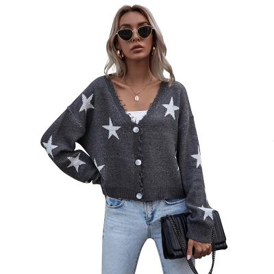 China Star Long V-Neck Women's Autumn/Winter Sleeve Button Cardigan Women's Jacket Breathable Short Sweater for sale