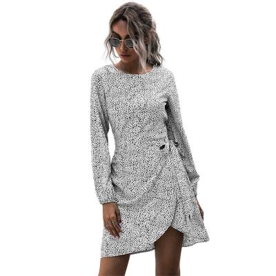 China High Quality Autumn Mid-Waist Print Temperament Anti-wrinkle Women's Casual Printed Dress for sale