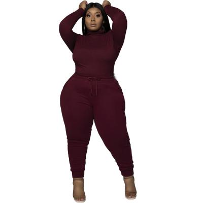 China Women's Plus Size Whoslae Sports Plus Size 2 Pieces Suit Solid Color Comfortable Lounge To Wear Tight Suit for sale