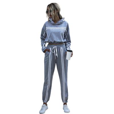 China Women Sweatpants Long Sleeve QUICK DRY Splicing Hoodie Long Sleeve Women Two Piece Set for sale