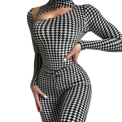 China Fashion New Design QUICK DRY Long Chokered Top Sheath Hollowed Out Slim Buttocks Lifting Jumpsuit Women for sale