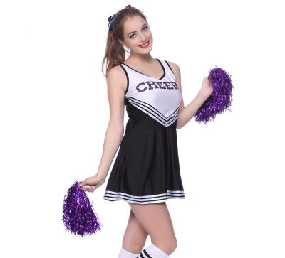 China Regular Striped Short Sleeveless Dress Ladies Blue Letter Cheerleading Uniforms And White Suit for sale