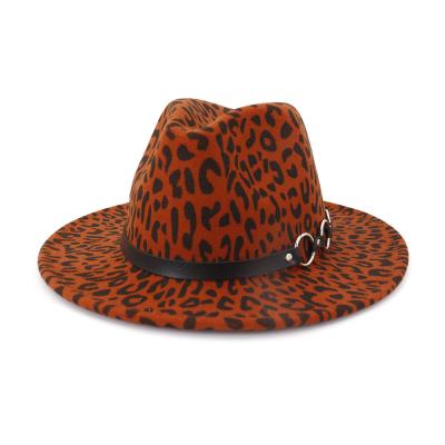 China Cozy Big Cone Eaves Adjustable Chain Knitting Top Hat Bottoms Felt Red Leopard Fedora Hats for sale