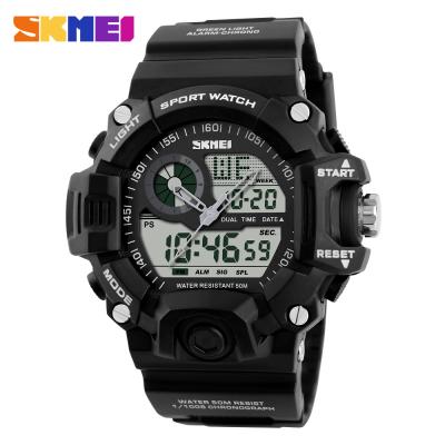 China Automatic Date Skmei Brand 2 Time Young Men's Tarmac Army Green Color Sports Army Military Watches for sale