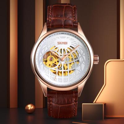 China Luxury Day/Date Skmei 9209 Automatic Watches Leather Waterproof Custom Mechanical Logo 3 Wristwatches Atm Wristwatch Factories for sale