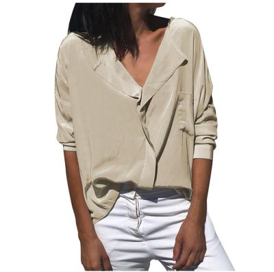 China Anti-pilling ready to ship long sleeve office lady tops elegant chiffon blouse ladies tops blouses shirt for sale