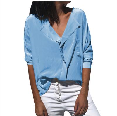 China Anti-pilling Stylish Designs Long Sleeve Sheer Blouses Latest Women Fashion Shirt Ladies Tight Blouses for sale