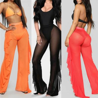 China Anti-Wrinkle Fashion Loose High Waist Pants With Pockets Ladies Casual Stylish Button Solid Wide Leg Pants Women's Loose Clothing for sale