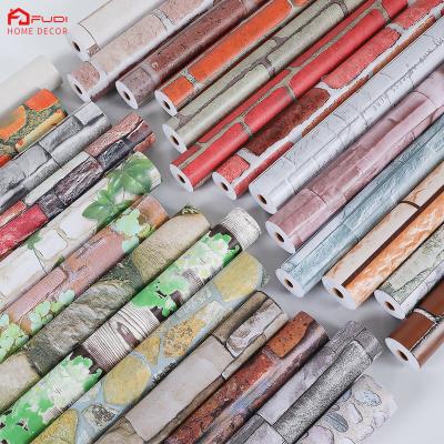 China Raincoat ; Fudi 5397 5Mm Adhesive Eco-friendly White 3D Brick 45Cm With Sheet Stone Foam 3D Colorful Self Adhesive Wallpaper for sale