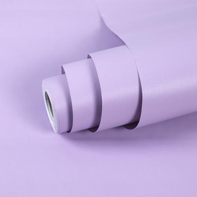 China FuDi Waterproof Bright Purple Color 3D BTS Wallpaper PVC Warna Solid for sale