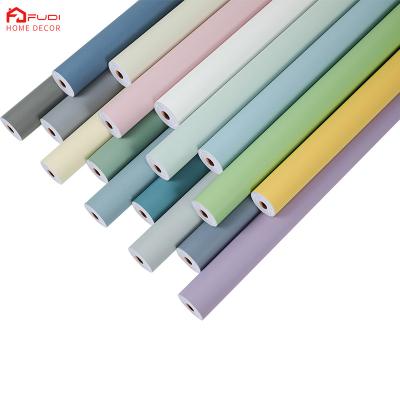 China WALL STICKER color fresh pure macaron series waterproof self-adhesive wallpaper for sale