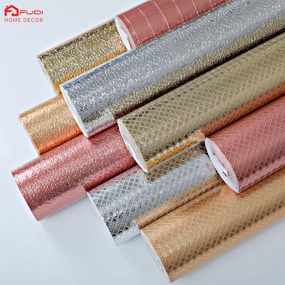 China Metallic Textured Wallpaper Rolls 3D Wall Mural Kitchen Backsplash Waterproof Home Decoration Wallpaper Peel and Stick Wallpaper for sale