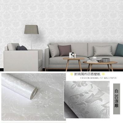 China Waterproof+ECO-Friendly FuDi A003-4 Light Gray And White Vinyl Peel And Stick Damask Wallpaper for sale