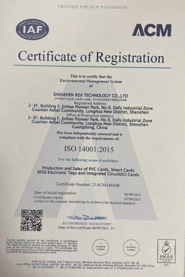 ISO14001 - Shenzhen RZX Technology Co., Ltd.