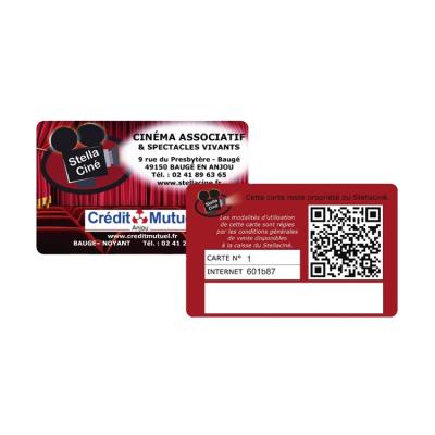 China Super Market/Club/Hotel/Restaurant Custom CMYK Printing Plastic Card With QR Code Barcode Card For Business Card for sale