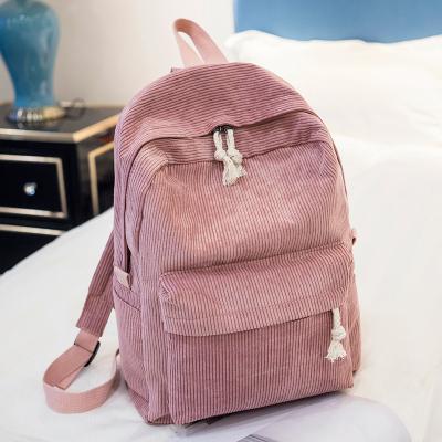 China arming & Fashion Style Soft Cloth Girls Disarmament School Backpack Solid Color Teenagers Pack Corduroy Casual Daily Backpack for sale