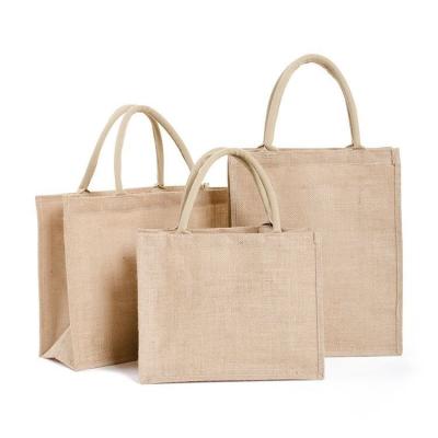 China Eco Friendly Wholesale Recyclable Empty Shopping Handled Tote Bag Women Custom Printed Burlap Bags for sale