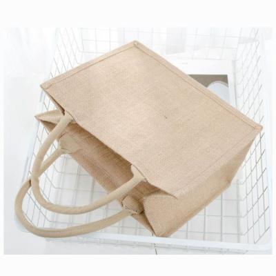 China Wholesale Eco Friendly Wedding Gift Handled Jute Grocery Bag Laminated Burlap Tote Bags for sale