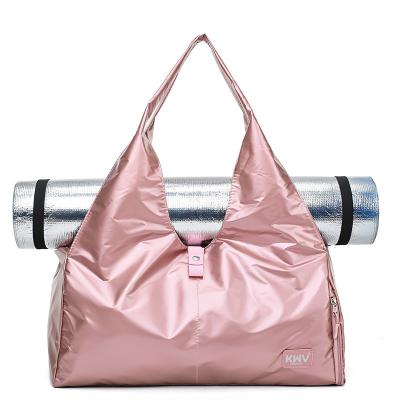 China Custom Fashion Weekend Fleece Yoga Bag Sport Travel Bags Female Gym Bag With Shoe Compartment for sale