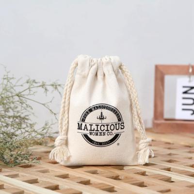 China Eco Organic Recycled Cotton Canvas Fabric Bag Drawstring Bag Small Eco Friendly Drawstring Bag for sale