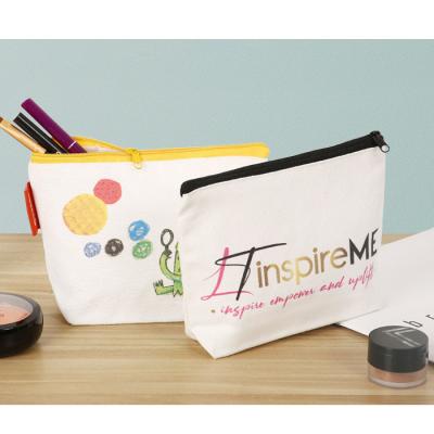 China Eco-Friendly Cotton Plain Cotton Zipper Pouch Makeup Cosmetic Bag White Fashion Cotton Bag Custom Logo for sale