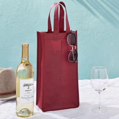 China Custom Promotional High Quality Reusable Wine Bottle Handled Carry Non Woven Bags Handles for sale