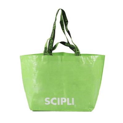 China China Manufacturer Custom Reusable Printed Handled Grocery Shopping Bag Green Recycled PP Woven Bag Laminated With Logo Printed for sale