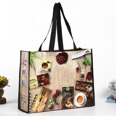 China Tote Customized laminated woven woven handled LOGO Print Design Reusable Brown pp woven laminated shopping bag pp woven bag laminate for bulk for sale