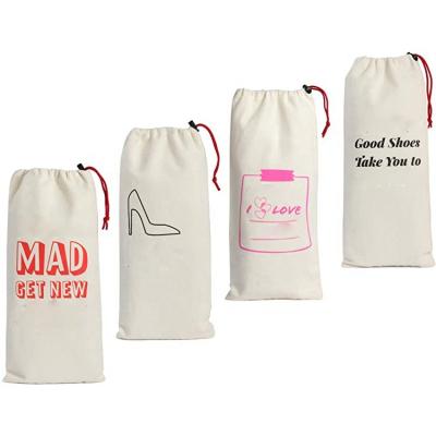 China Custom Travel Bag Logo Cotton Canvas Fabric Muslin Drawstring Bag Printed Long Double Canvas Shopping Drawstring Bag for sale