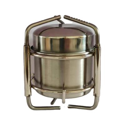 China Multifunction Folding Camping Solid Fuel Alcohol Stove Silver Chafing Dish for sale