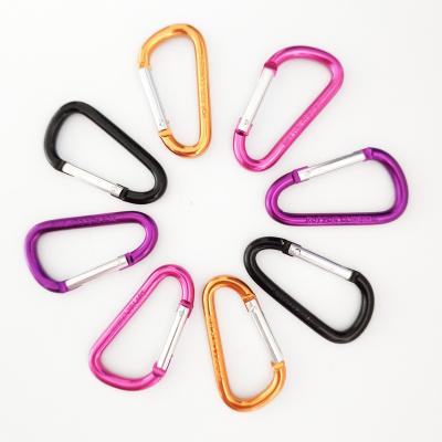 China Multifunctional D Shaped Customized Logo Color Aluminum Carabiner Hook Hammock Locking Carabiner Key Chain for sale