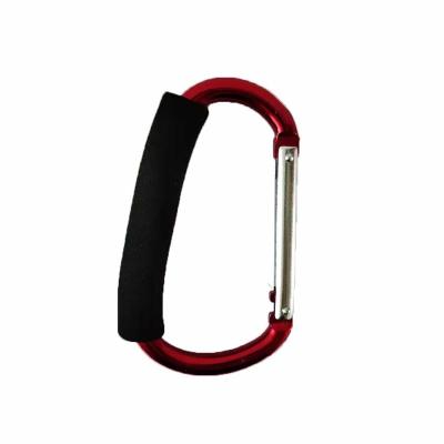 China Industry General D-shape Large Aluminum Carabiner Clip With Sponge Handle Gold Custom Carabiner Key Chain for sale