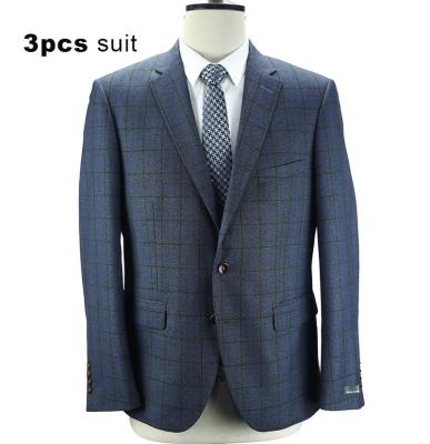 China Wholesale Anti-Wrinkle 3 Pieces Custom Slim Fit Groom Wedding Formal Fashion Check Party Single Breasted Male Suits Men Set With Pants for sale