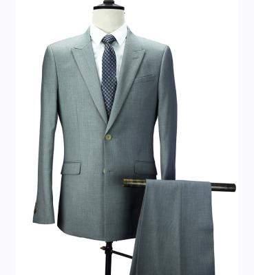 China Anti-Wrinkle Gray Single Breasted OEM Service TR Fabric Men's Two Piece Suit for sale