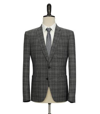 China Notch Lapel MTM Advertised Dark Gray Check Suits For Men Plus Size Jacket Gray Suit Business Plaid Suit-Men Winter for sale