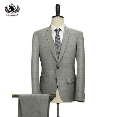 China Anti-Wrinkle Factory Wholesale Formal Men's Suit Custom Plaid Pattern Male Blazers 2021 New Design Men Suits 3 Pieces Party Wedding Suits for sale