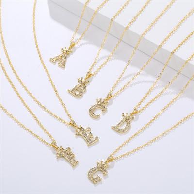 China New Fashion Vintage Zircon Crown Simple Women's Necklace Choker Choker English Letter Pendant Necklace for sale