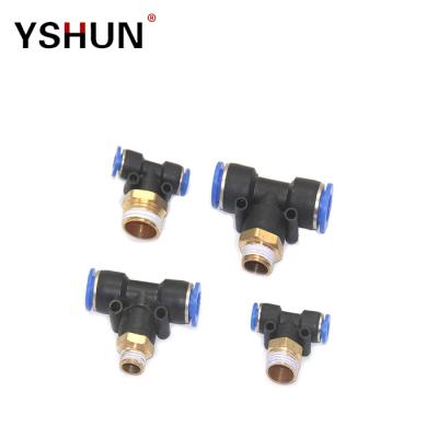 China Building Material Shops PB Tee Fittings Copper Male Hydraulic Tube Pneumatic Fitting For Pipe System for sale