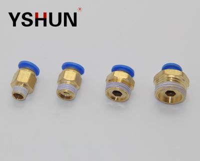 China YSHUN Machinery Repair Shops YSHUN Brass Copper PC Male Straight Push In Pneumatic Fitting For Connect PU TUBE for sale