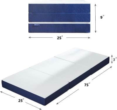 China Portable Triple Twin Single Top Foldable Topper Folding For Camping Queen Size Foldable High Density Memory Rubber Sponge Rubber Mattress for sale