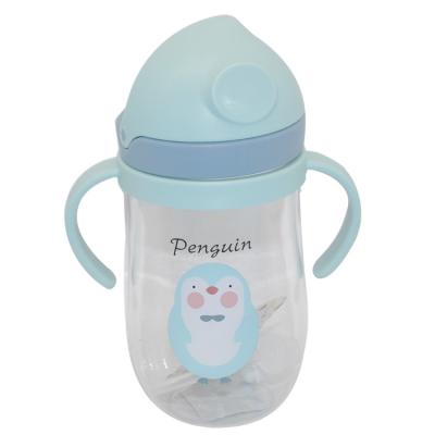 China Children Cartoon Animal Stocked Water Bottle Baby Outdoor Portable Feeding Cups With Straw for sale