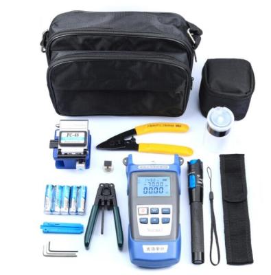 China FTTX FTTH 12pcs/set Fiber Optic Tool Kit With Fiber Optic Cleaver -70~+10dBm Power Meter Fault Visual Marker 5km for sale