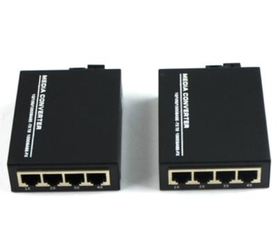 China Metal Netlink Media Converter 1000M Speed ​​Gigabit Single Mode Fiber 4RJ45 Single Port 1 Pair for sale