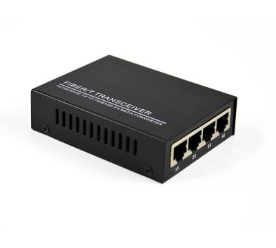 China Metal Media Converter 10/100M Single Mode Single Fiber 4 Left RJ45 Port 4 for sale