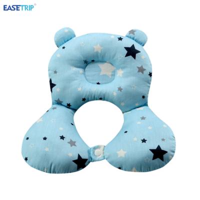 China Custom Flower Fabric Cotton Baby Safety Seat Inflatable Headrest Neck Support Travel Pillow For Kids for sale