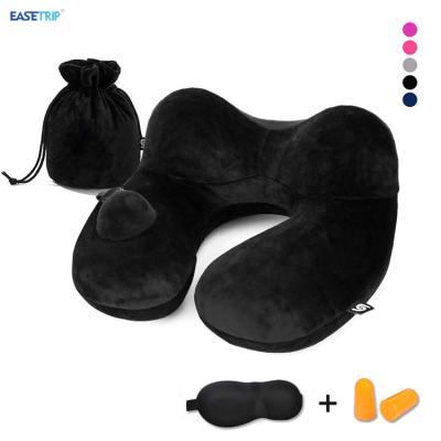 China Airplane Inflatable Travel Set Inflatable Travel Neck Pillow With Eye Mask And Earplugs for sale