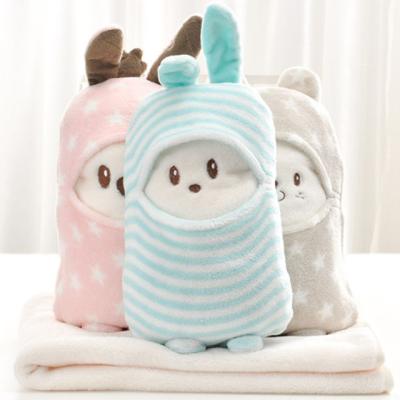 China Baby blanket high quality anti-pilling bule and beautiful stripe white color for sale