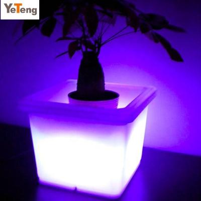 China Aluminum LED lighting outdoor spinning molding PE planter / plastic flower pot LED illuminated flower pot LEDglowingplanter for sale